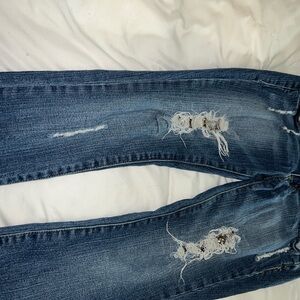 Embellished Distressed Blue Jeans